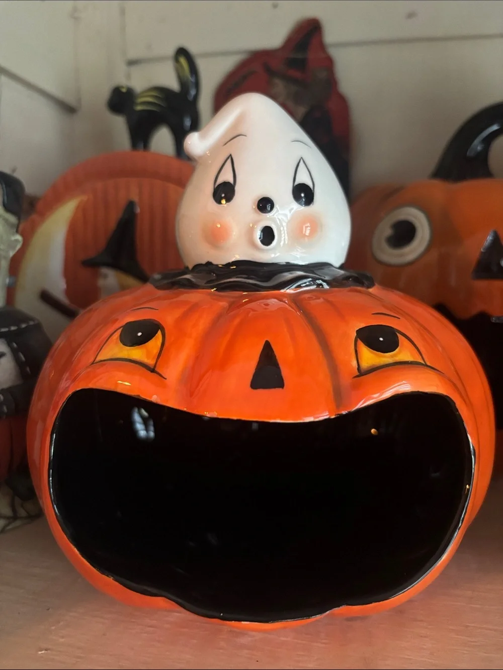 Johanna Parker Ceramic Halloween pumpkin candy bowl
